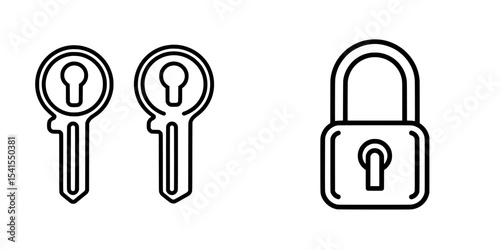 A door lock line icon is available in white and black colors, part of a collection for web, mobile apps, and UI design