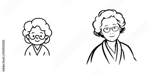 Grandma is depicted in a simple and minimalist silhouette through a modern illustration