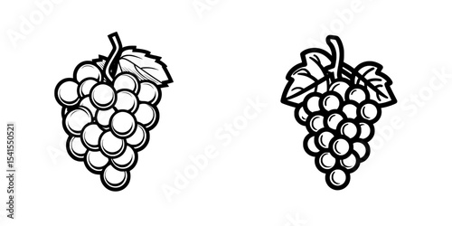 Black outline icon of grapes presented in a modern eps illustration style