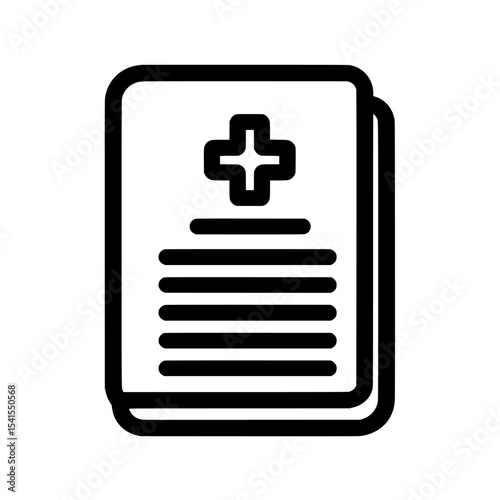 Simple flat design pictogram of a black single medical document icon with an approved line, suitable for modern infographics, app logos, web buttons, and isolated ui ux interface elements on white
