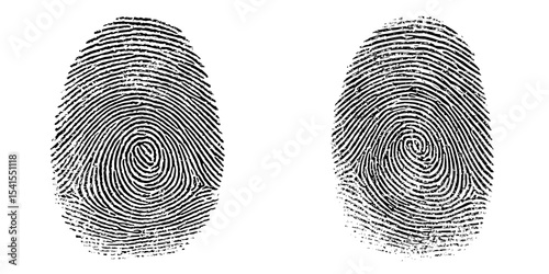 An isolated modern fingerprint with a black hue is positioned on a white background