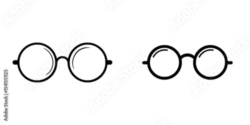 The icon for glasses, specifically round glasses, is depicted as a black silhouette set against a white background