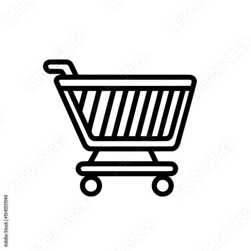 Ecommerce utilizes an image of a shopping cart, often in black, and a shopping cart basket icon