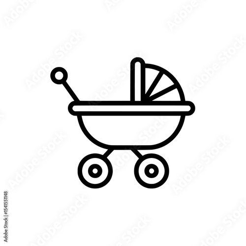 Baby pram icon, baby stroller or pram line modern icon, and buggy carriage, are terms that describe the pram icon, baby carriage line and glyph icon, child and toy, stroller, and carriage modern icon