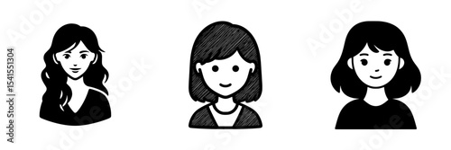 The avatar icon is depicted in a fill style, representing a female user through a silhouette profile symbol that serves as an anonymous user portrait