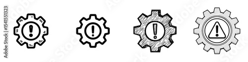 The icon indicating a warning of risk is represented by a cog gear and an exclamation mark within the settings