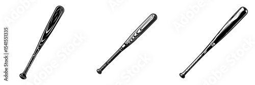 A baseball bat silhouette design incorporating modern elements for baseball