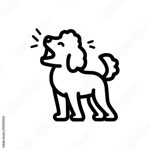 Isolated on a transparent background is a modern black icon of a barking dog