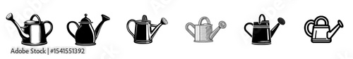 The watering can is a modern icon, a gardening tool represented by a black silhouette, and equipment used for plant care, symbolizing the nurturing of gardens and flowers