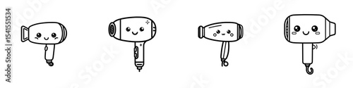 A contemporary representation of a hair dryer symbol in monochrome, ideal for beauty and salon designs, featuring an editable stroke