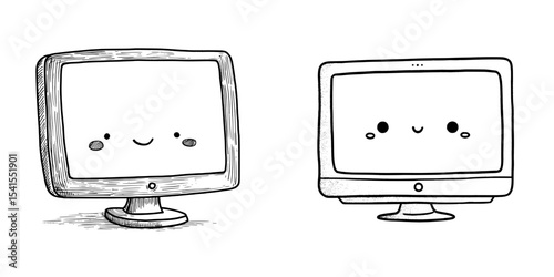 Against a white background, a simple line drawing depicts a computer monitor