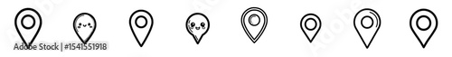 A simple black and white icon representing a map pin or location marker in minimalist style