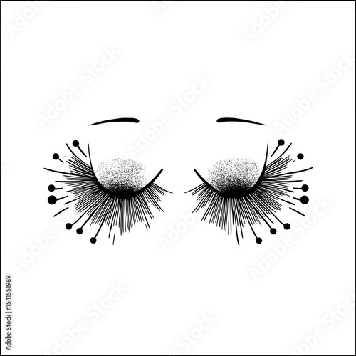A minimalist representation of closed eyes with elegantly styled eyelashes is showcased in this design, lending itself to numerous artistic and graphic uses