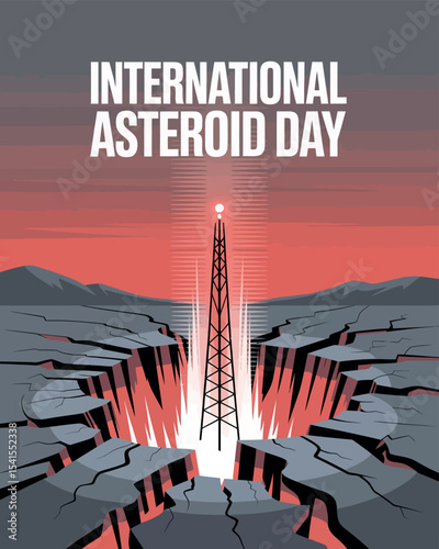 International Asteroid Day Crater Impact Event Science Awareness Poster