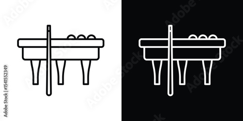 Pool table icon design. simple stroke line vector icon set