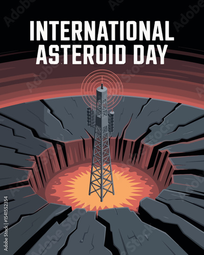International Asteroid Day Crater Impact Event Science Awareness Poster