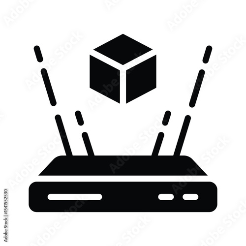 A customizable glyph icon of 3d hologram projection