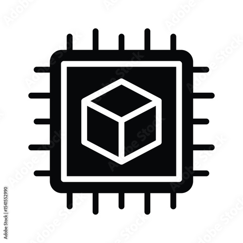 An editable glyph icon of advanced 3d chip