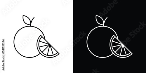 Orange fruit icon design. simple stroke line vector icon set