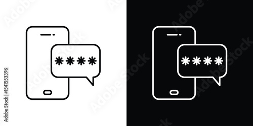Otp sms password icon design. simple stroke line vector icon set