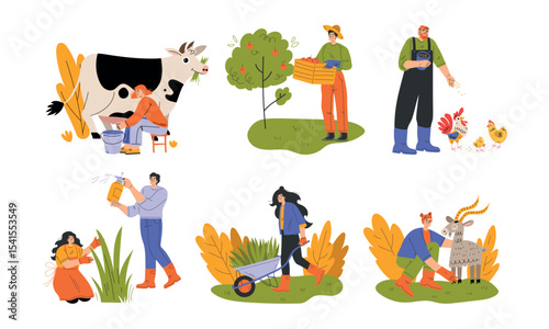 Rural Farming Activities Engaging with Various Livestock and Growing Crops for Sustainability
