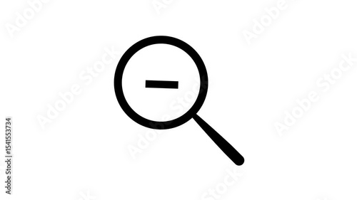 Magnifying glass with Zoom out icon concept animation on white background.