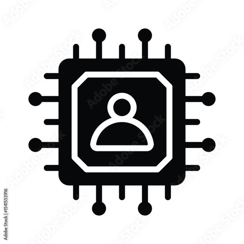 Premium glyph icon showing advanced microchip technology