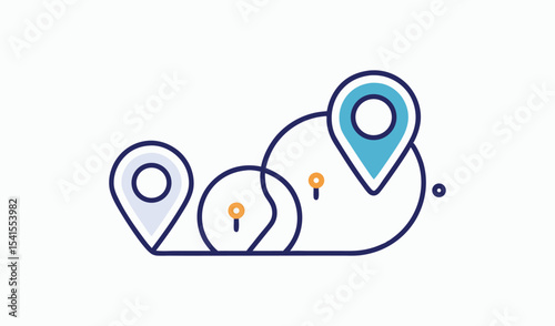 Abstract route map with location pins illustration