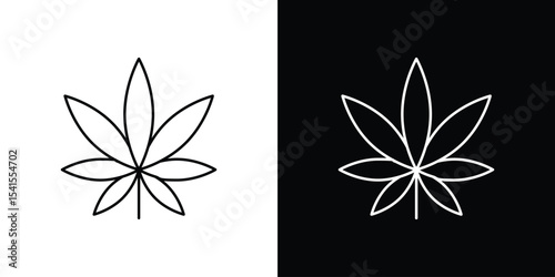 Marijuana icon design. simple stroke line vector icon set