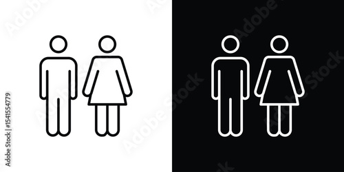 Man and woman icon design. simple stroke line vector icon set