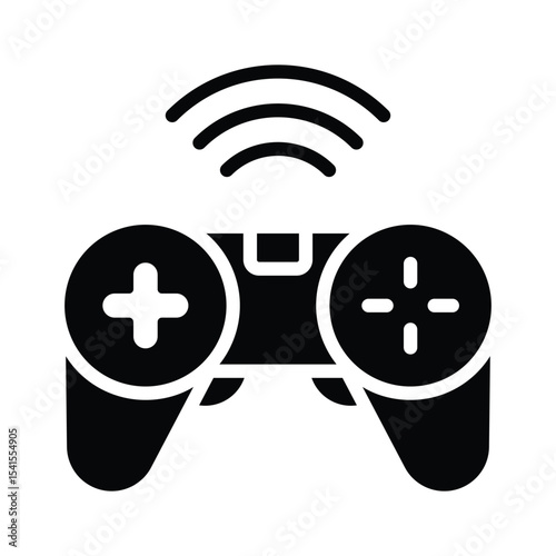 A captivating glyph icon of smart gamepad device