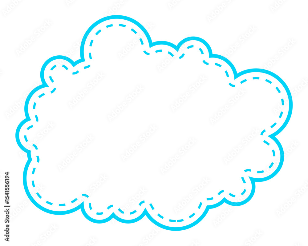 シンプルな点線付き吹き出し 雲形 シンプルな点線付き吹き出し 雲形