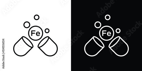 Iron capsule icon design. simple stroke line vector icon set