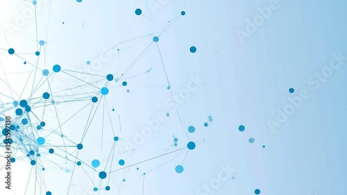 Abstract network of light-blue circles and lines on a light-blue background