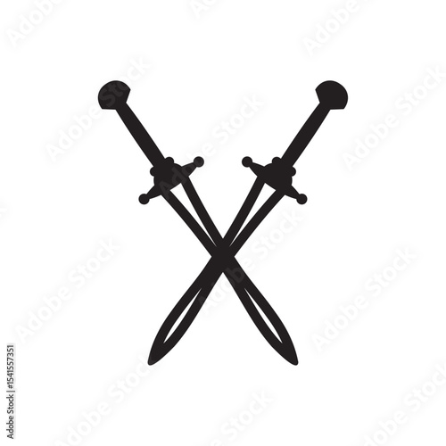 Sword logo gladiator 2 swords vector illustration template