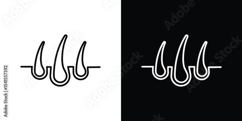 Hair icon design. simple stroke line vector icon set