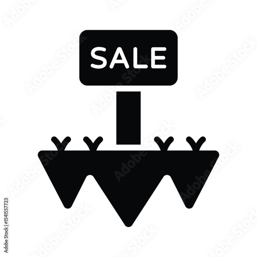 An editable glyph icon of digital land sale