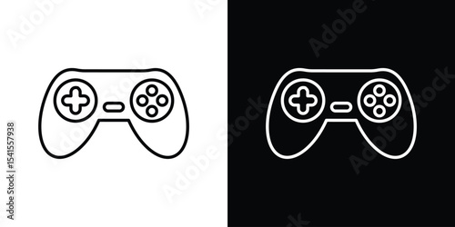 Game controller icon design. simple stroke line vector icon set