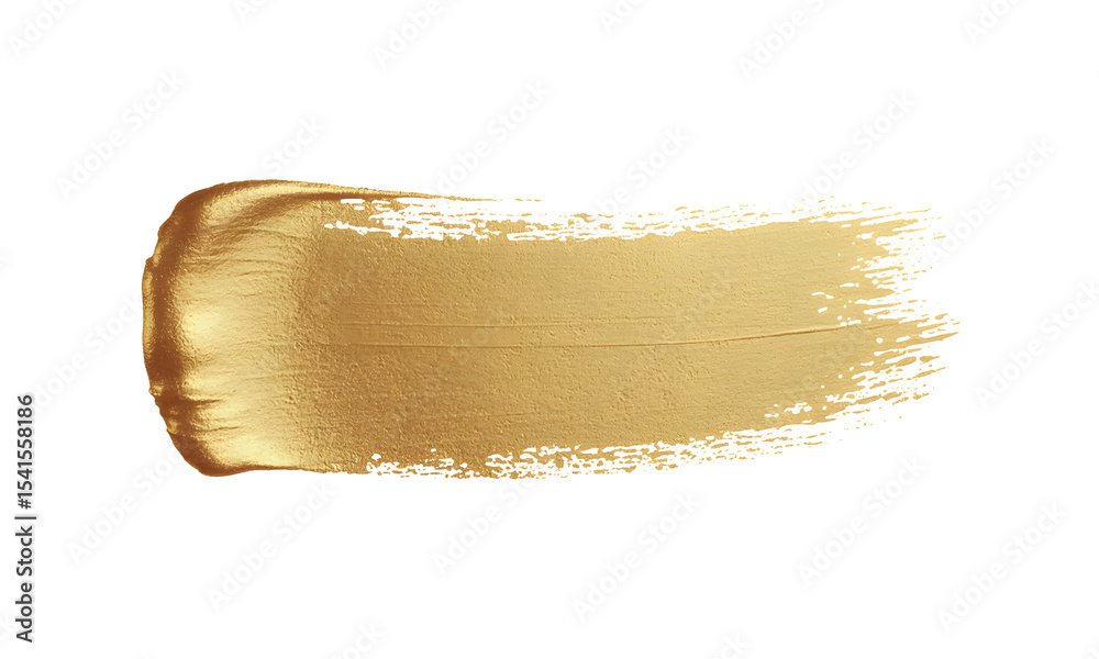 Fototapeta premium Golden paint brush stroke on black background