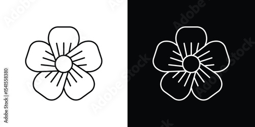 Flax flower icon design. simple stroke line vector icon set