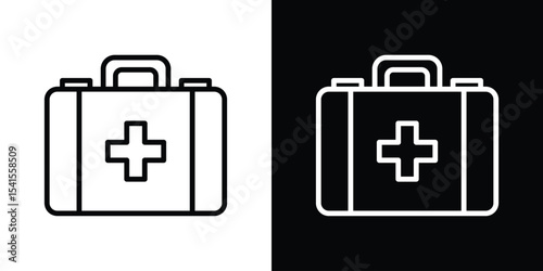 First aid icon design. simple stroke line vector icon set