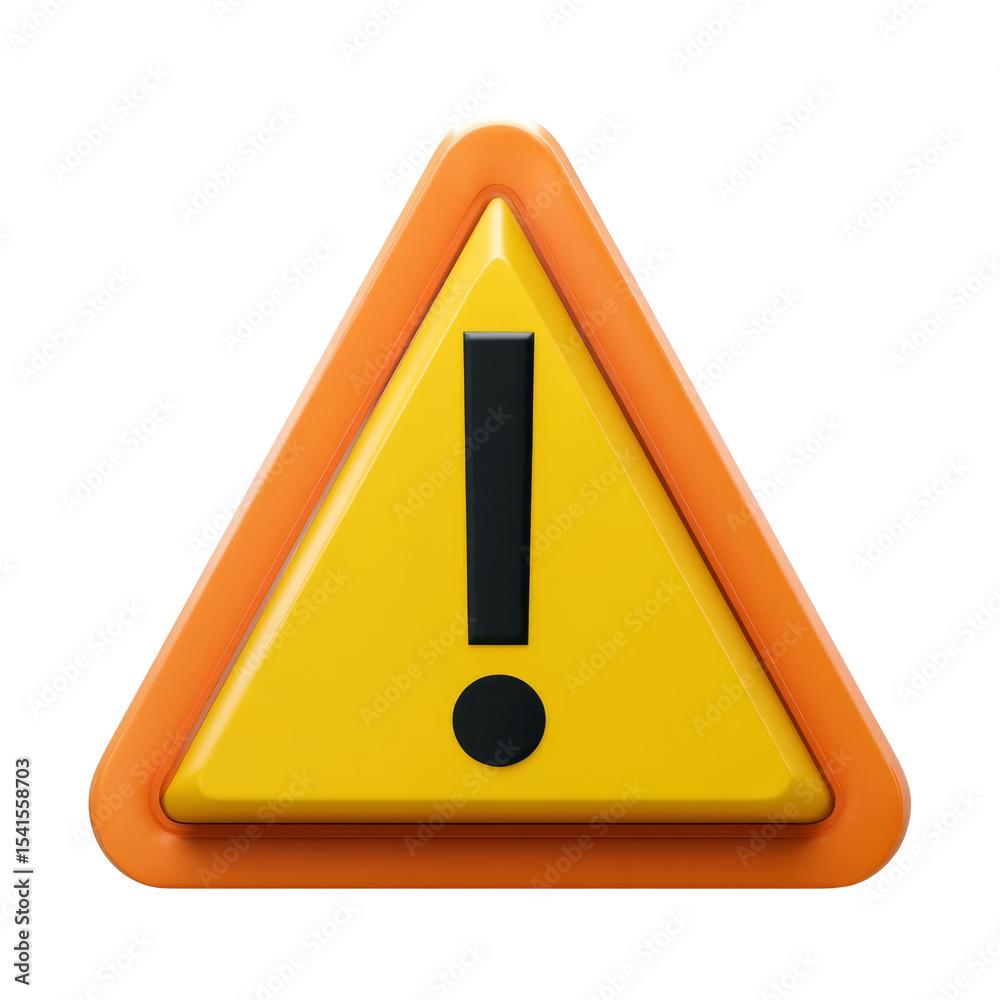 A vibrant yellow warning sign with a bold exclamation mark. A vibrant yellow warning sign with a bold exclamation mark.