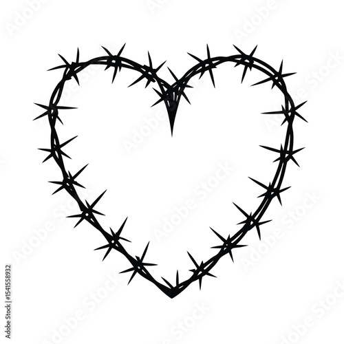 Heart shaped barbed wire  vector silhouette