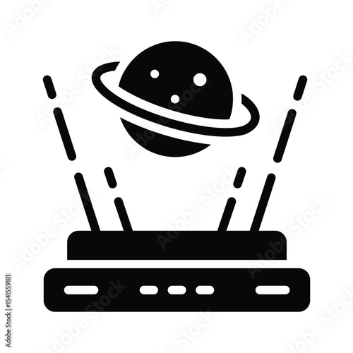 Visually engaging glyph icon of planet hologram