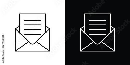 Envelope open icon design. simple stroke line vector icon set