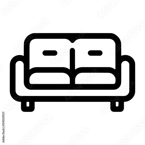 Vector Illustration of a Sofa Icon with Outline Detailing for Contemporary Interior and Furniture Themes