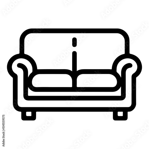Vector Illustration of a Sofa Icon with Outline Detailing for Contemporary Interior and Furniture Themes