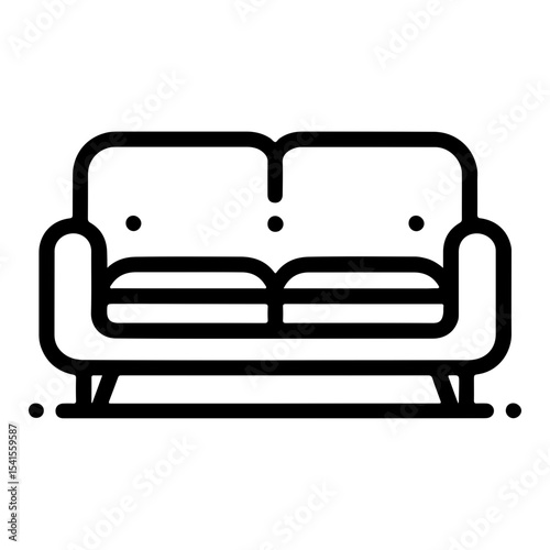 Stylish Furniture and Seating Concept in an Outline Sofa Icon Vector for Interior Design Projects