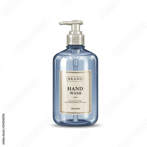 Elegant Hand Wash Bottle Design for Branding and Packaging Projects featuring a sophisticated pump dispenser and clear bottle suitable for cosmetic or hygiene product labels