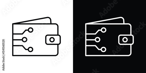 Cryptocurrency wallet icon design. simple stroke line vector icon set